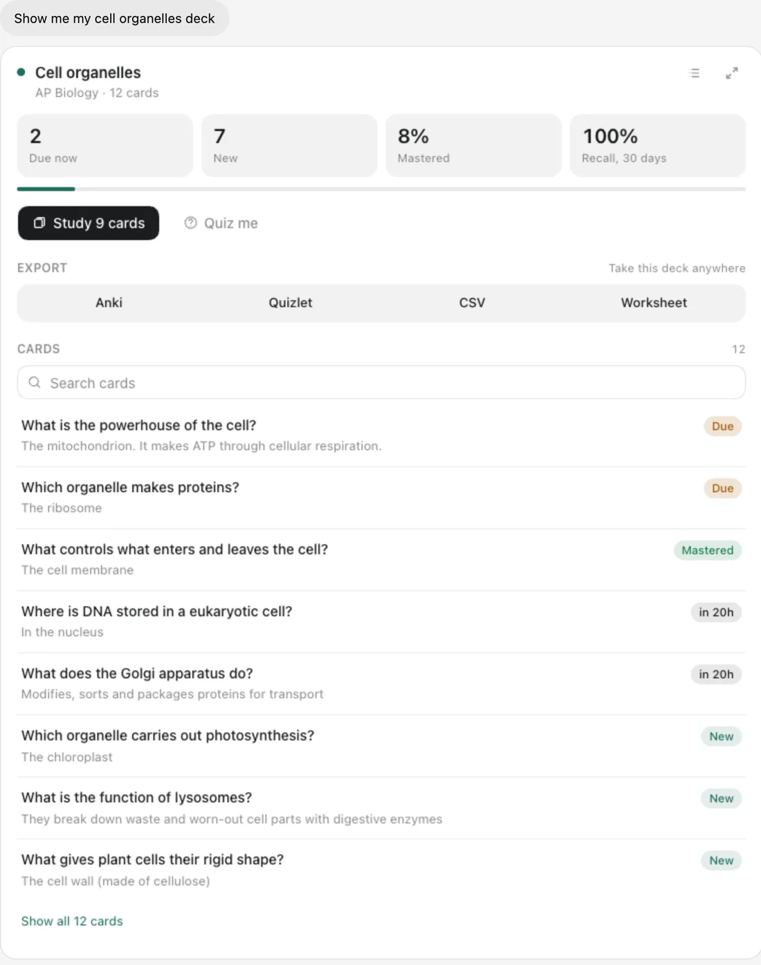 Study Deck in ChatGPT: Make a deck
