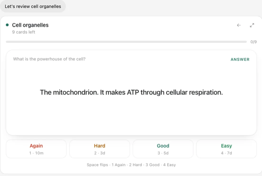 Study Deck in ChatGPT: Review what's due